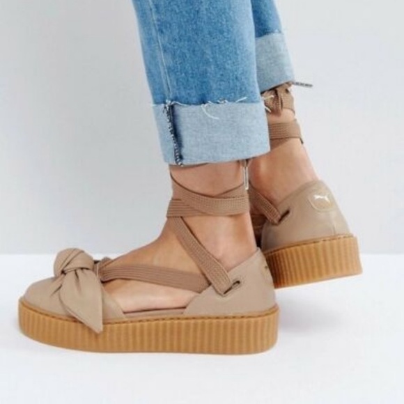 Puma x Fenty Bow Creeper Platform Sandal Tan Size 7.5 - Picture 1 of 11